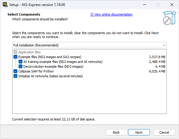 Installer component page - advanced