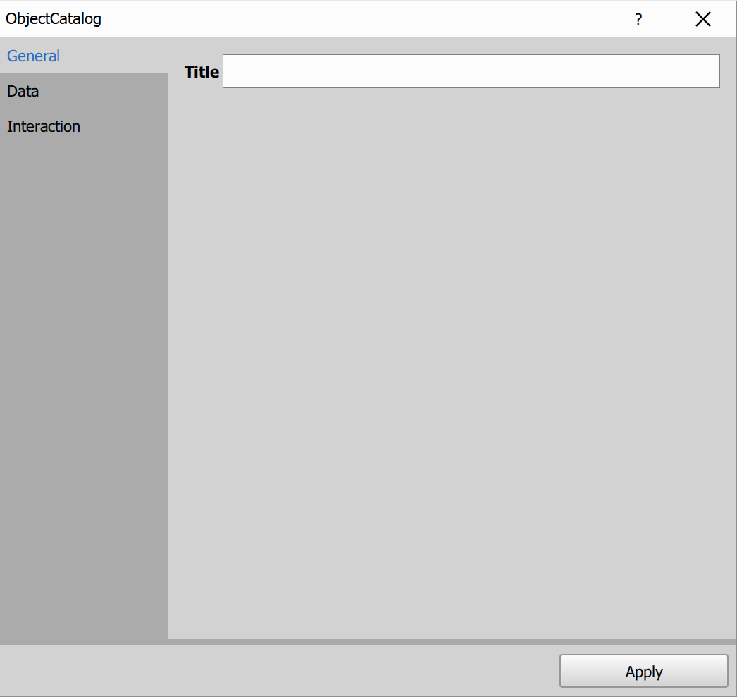 Object catalog dialog - General