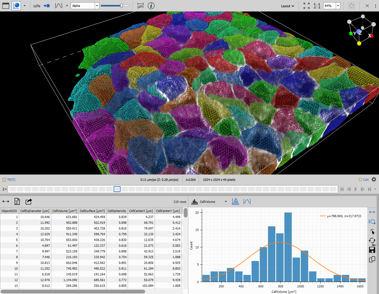 3D object measurement results