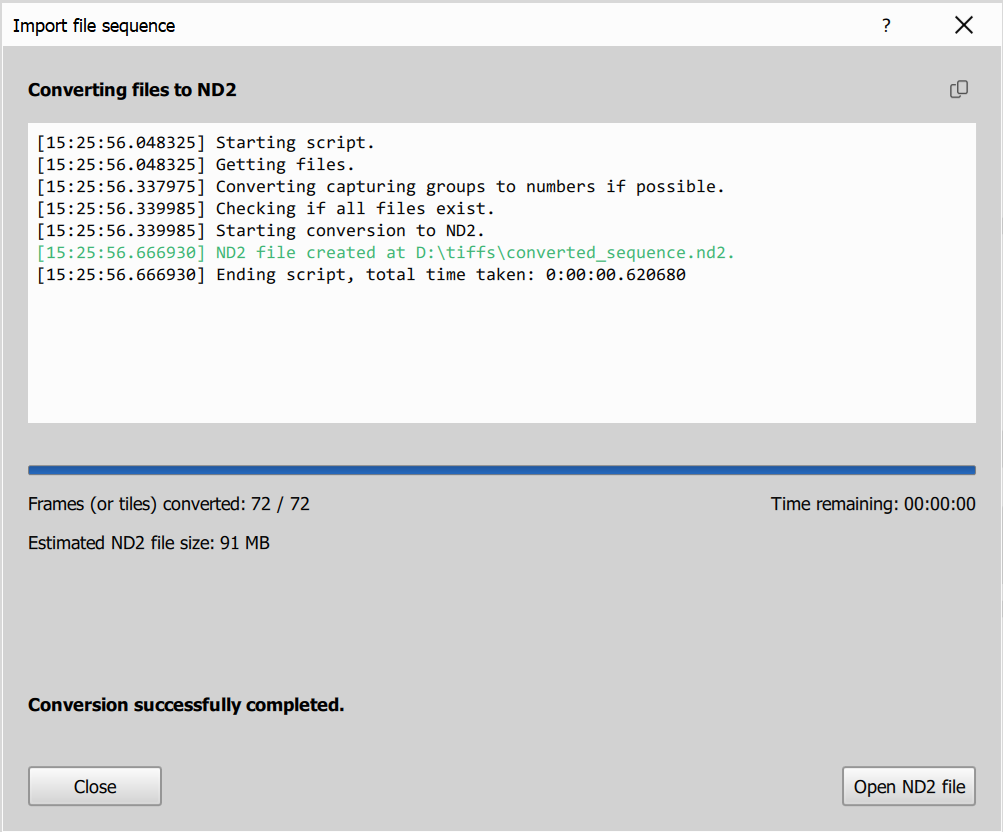 Import image sequence dialog - page 3