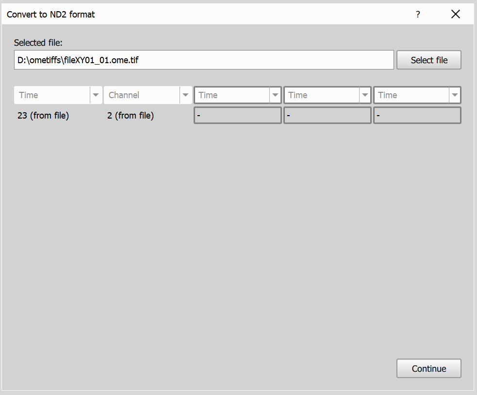 Import single file dialog - page 1