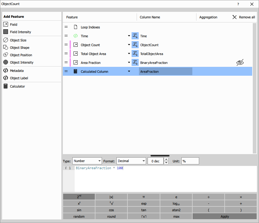 Object count measurement node