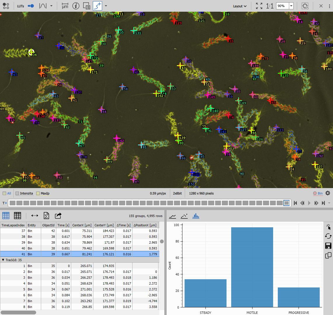 Particle tracking with motion results